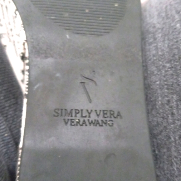 Vera Wang, Sz 10 med, Wedge Slip On Sandals Black/White - Picture 6 of 7